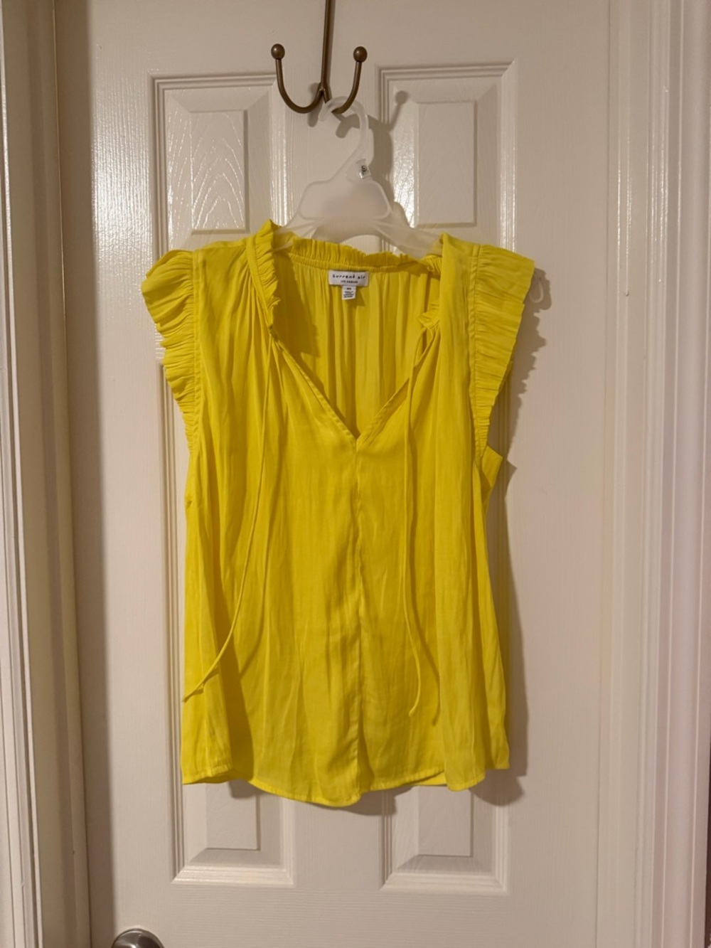 Current Air Yellow Ruffle Sleeve V-Neck Camisole